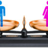 Male and Female figures on scales