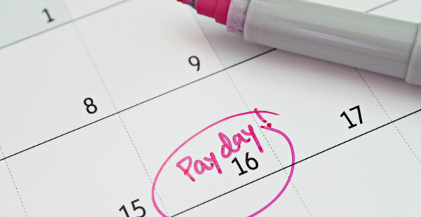 Pay day inked on calendar