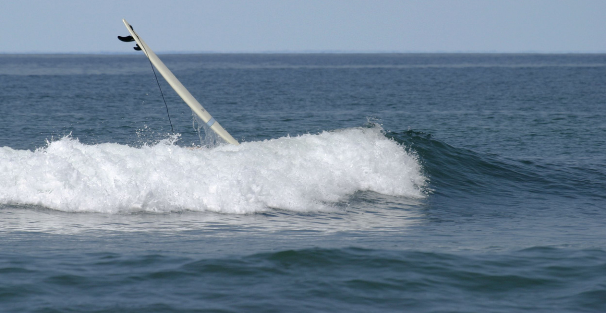 upended surfboard