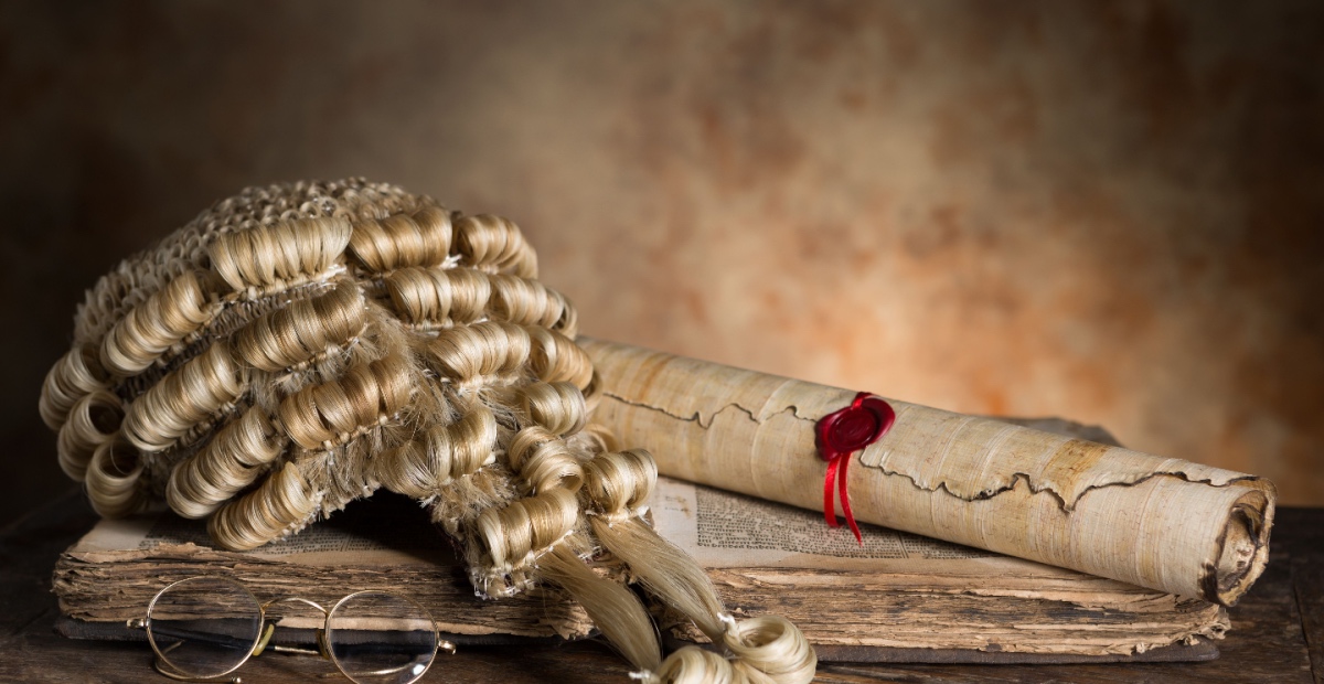 Judges wig and old book