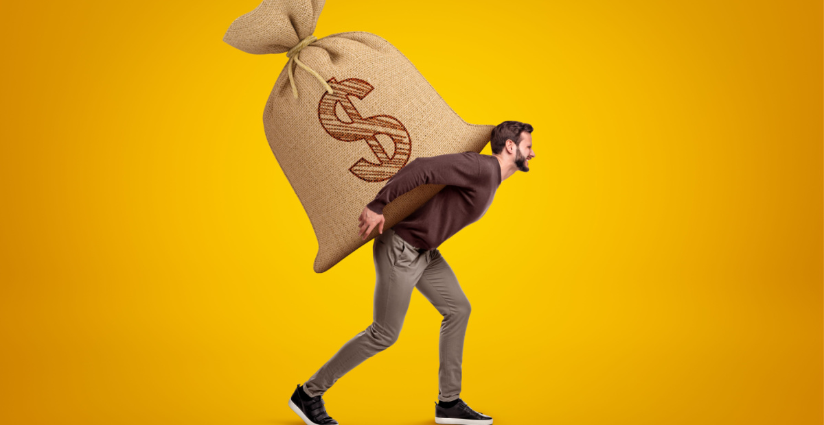 Man carries large money sack