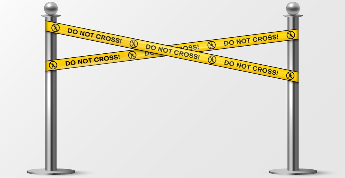 Do not cross tape between bollards