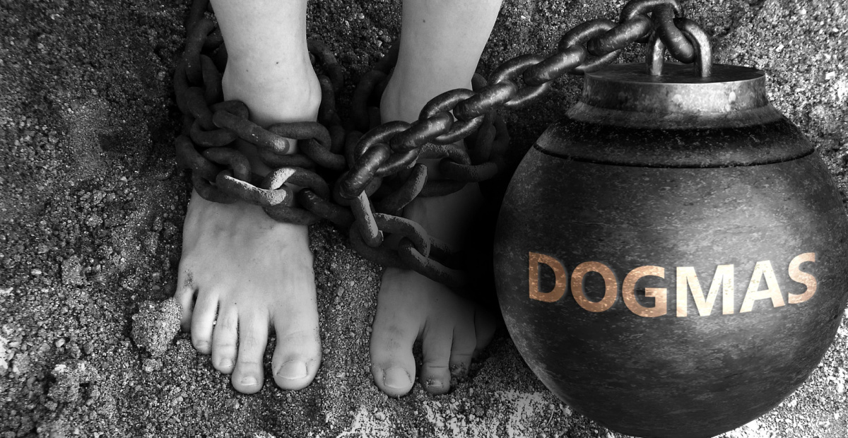 Feet shackled to ball and chain