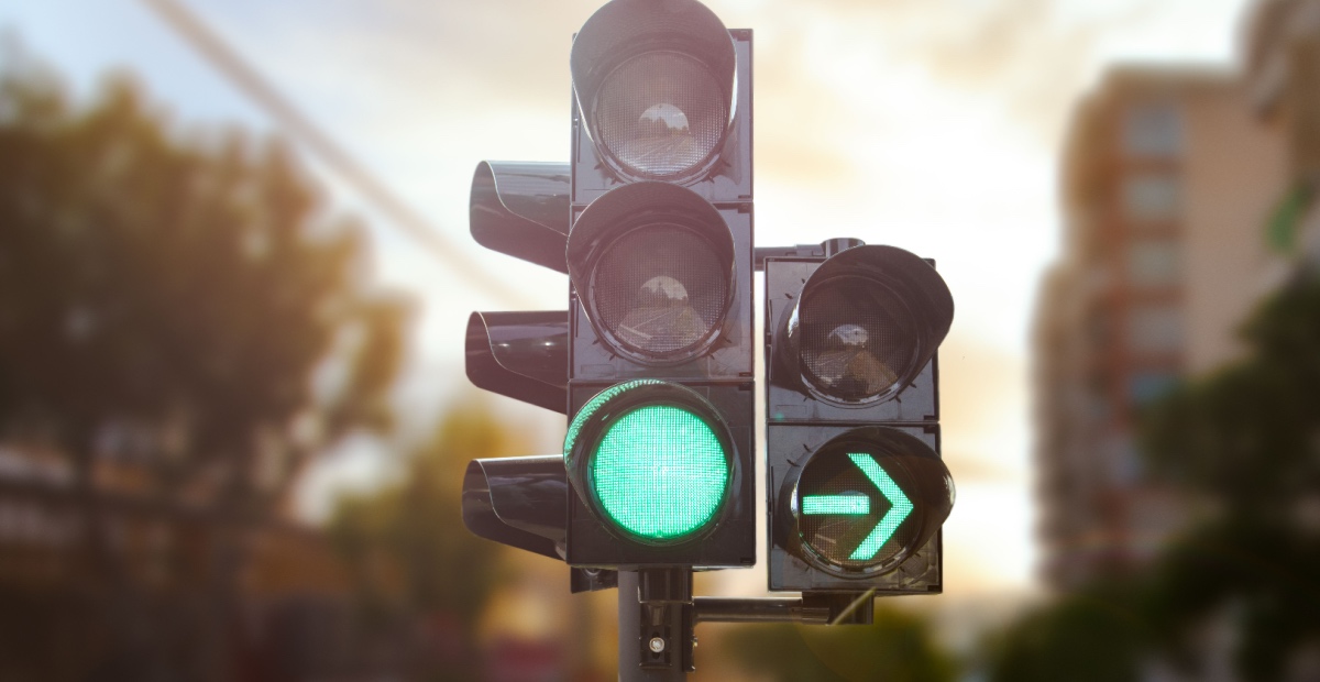 Green light with turning arrow