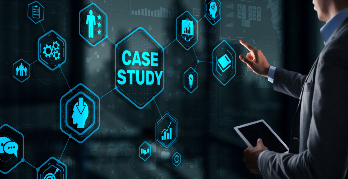 Man points to case study