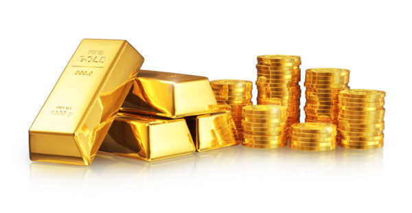 Gold bars and coins