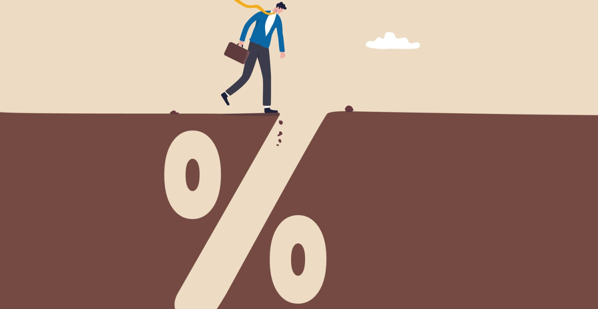 Man walks over percentage hole