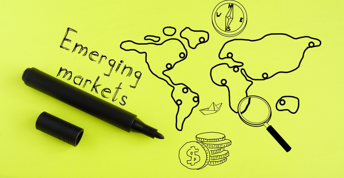 Emerging markets pen and map