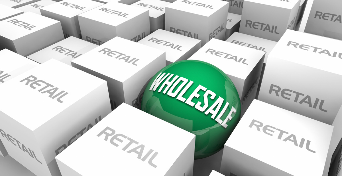 Green wholesale ball amid retail squares