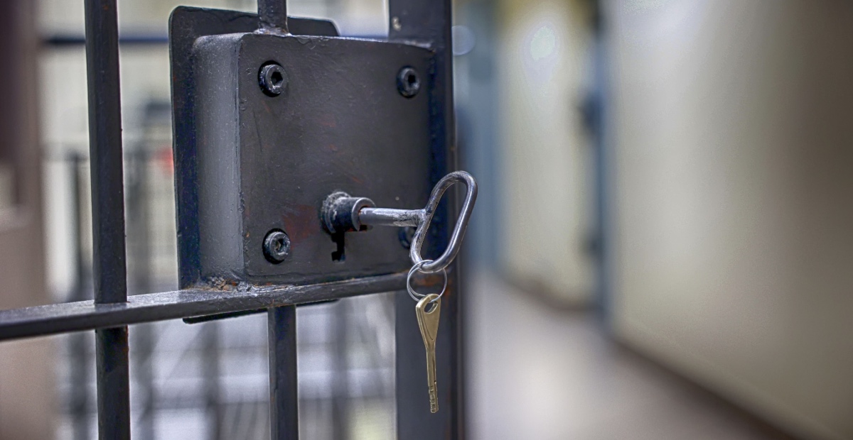 Key in jail cell door