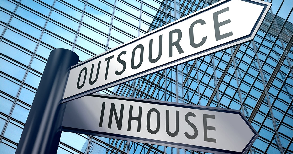 Building with inhouse and outsource street signs