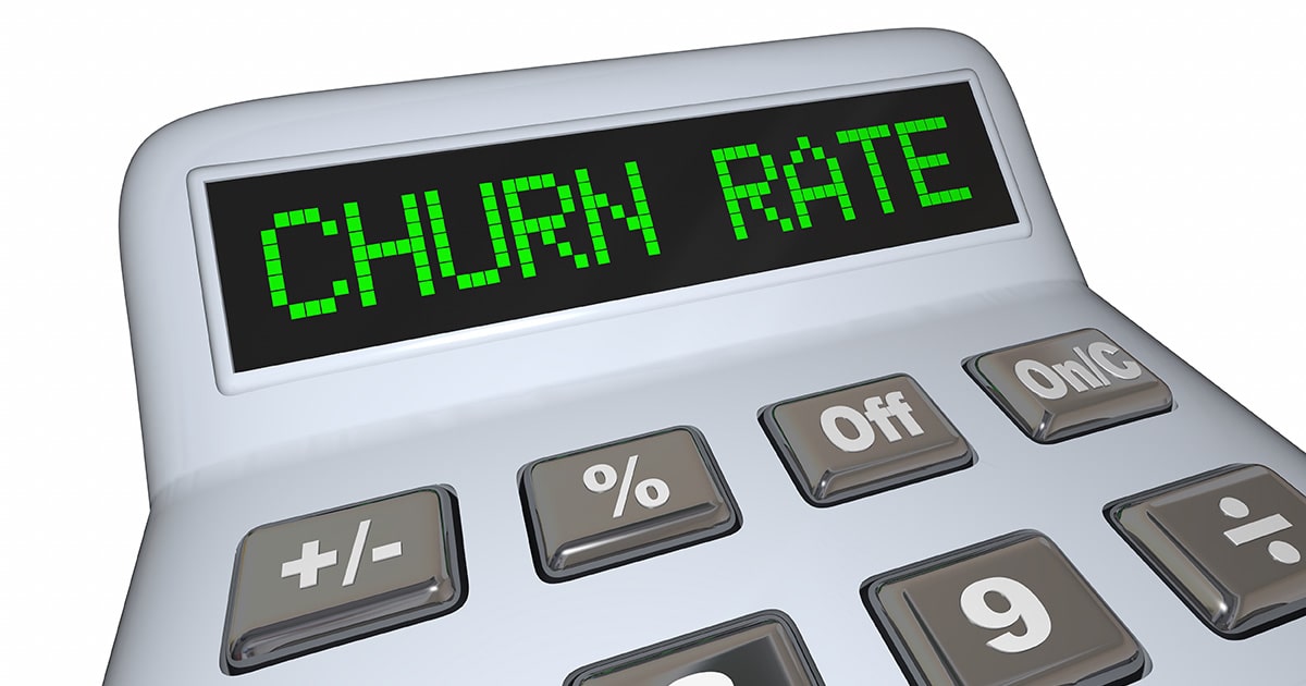 Churn rate text on calculator screen