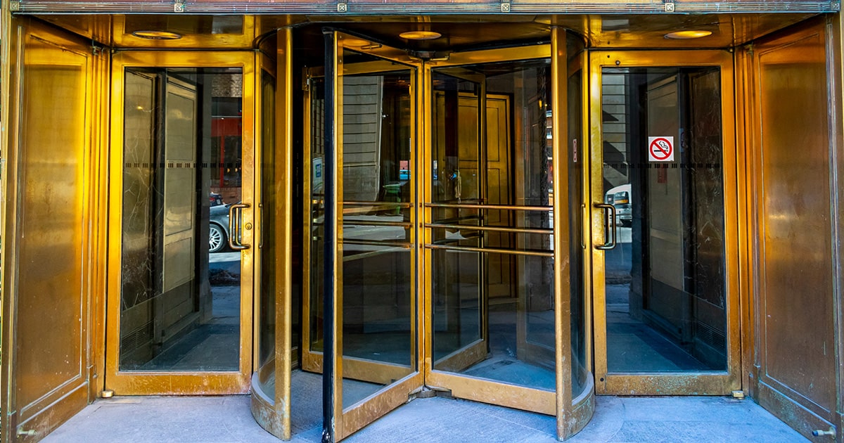 Revolving door of an office block