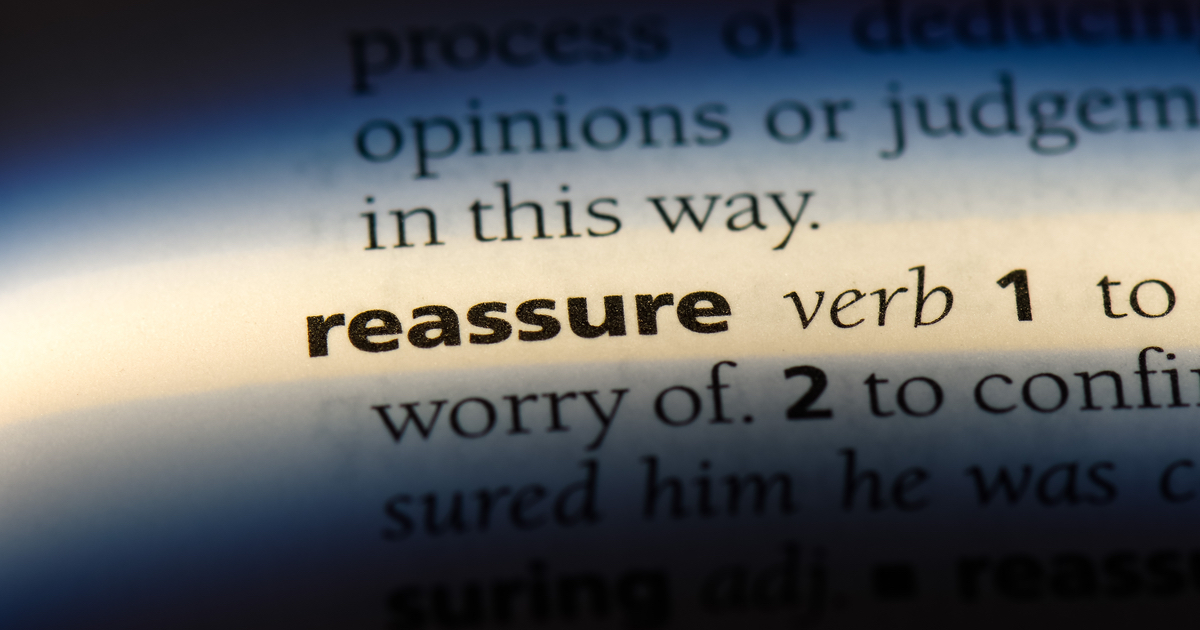 The dictionary entry for the word Reassure