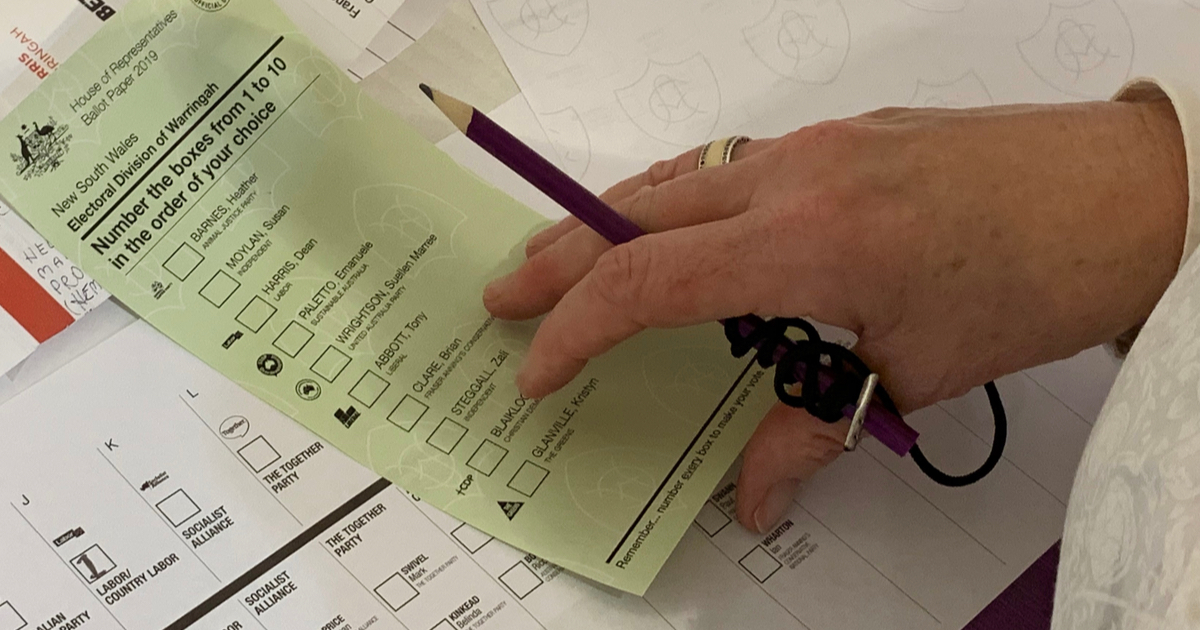 Voter at the ballot box