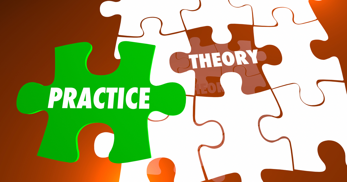 Practice versus theory jigsaw pieces