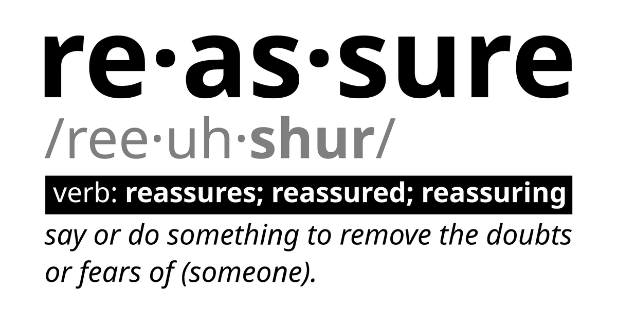 Reassure definition from dictionary