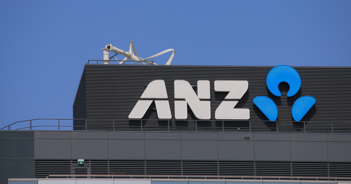 ANZ Bank logo on the side of a building