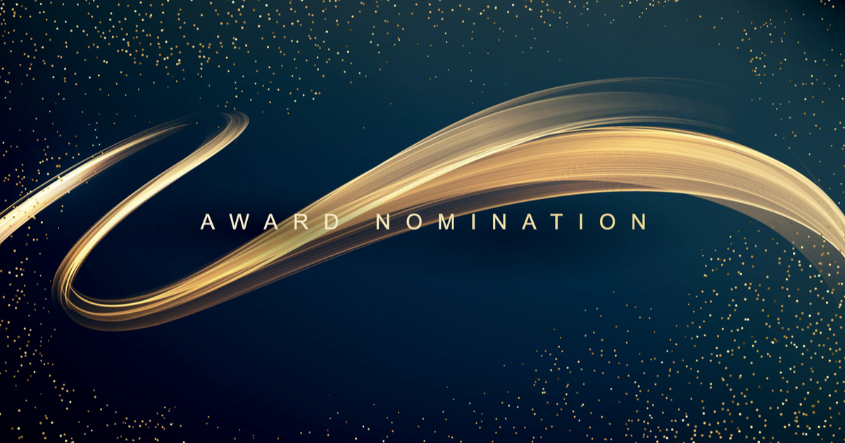 Gold swish with Award Nomination written