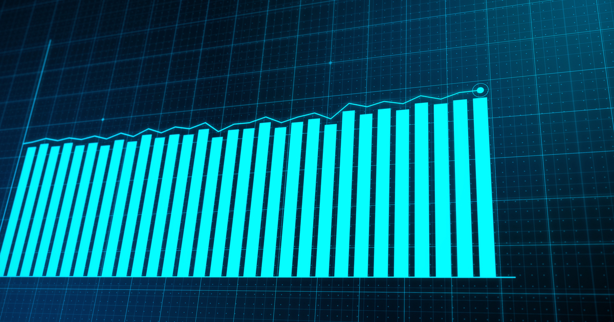 Up and down blue graph on dark grid