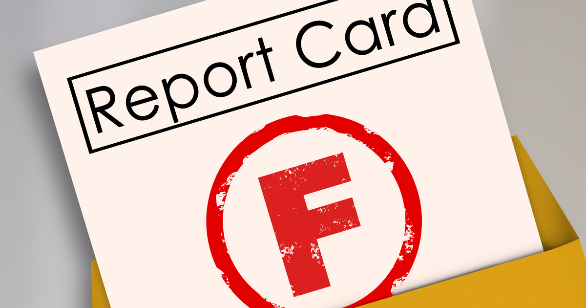 Report Card with red F stamped