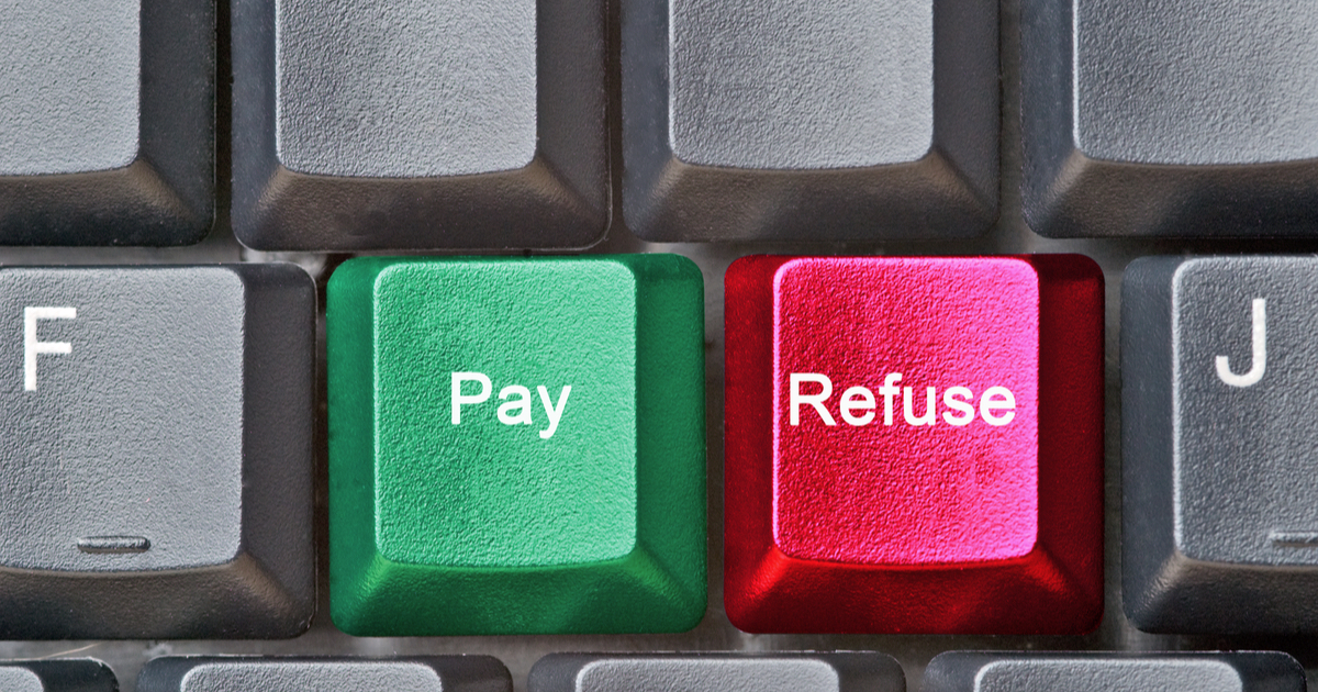 Pay and Refuse buttons on a keyboard