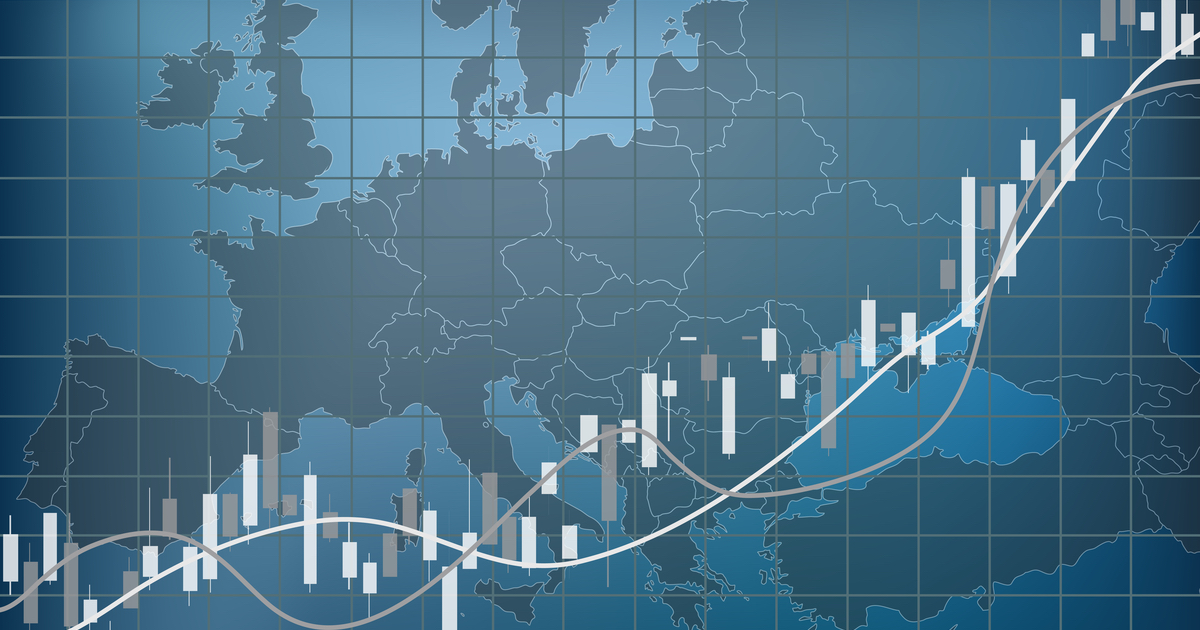 Market graphs on top of map of Europe