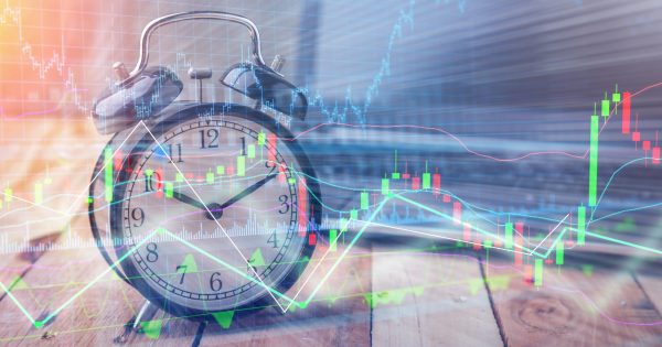 Alarm clock with images of graphs superimposed on top