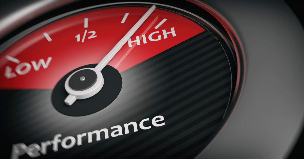 Speedometer with Low to High and Performance written