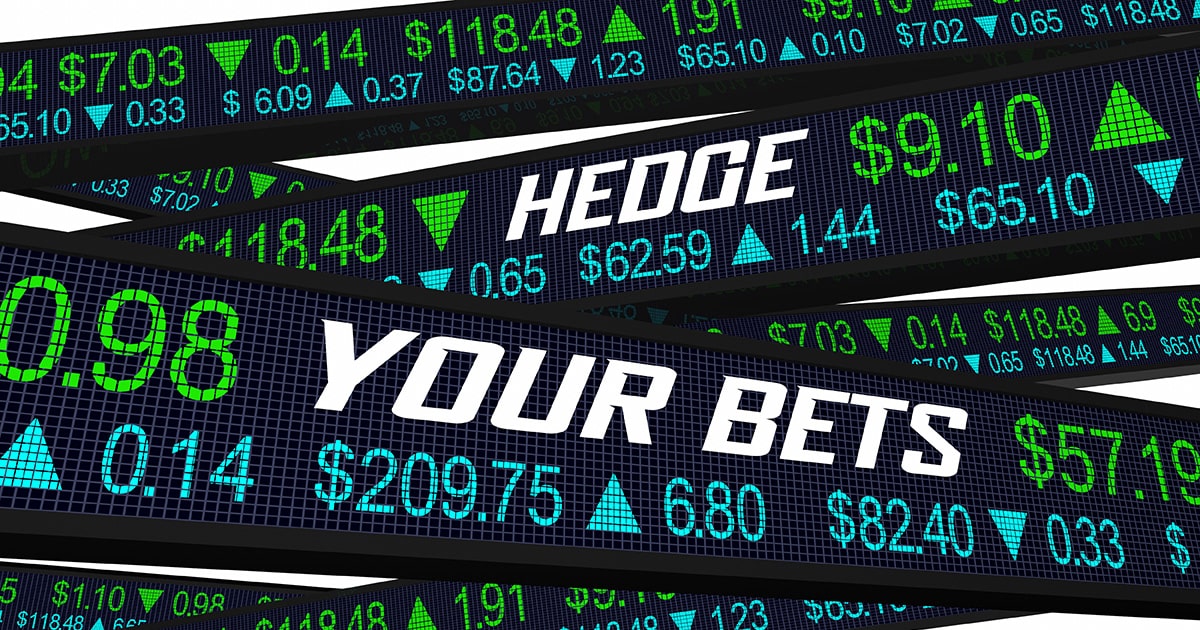 Stockmarket ticker with hedge your bets written