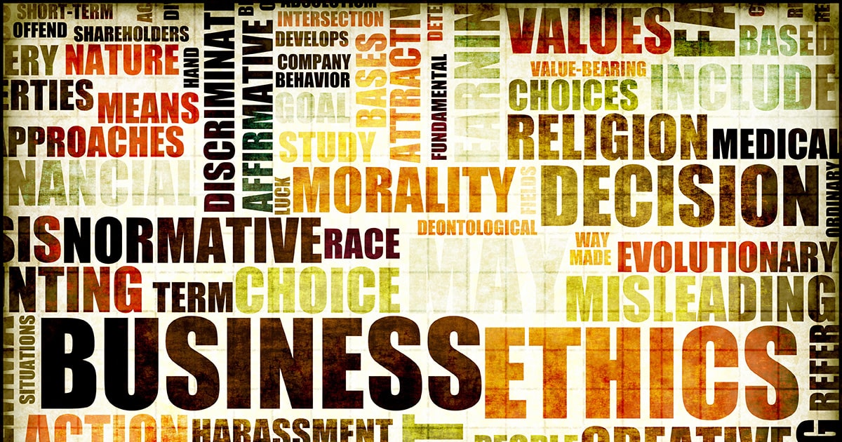 Business ethics morality word montage